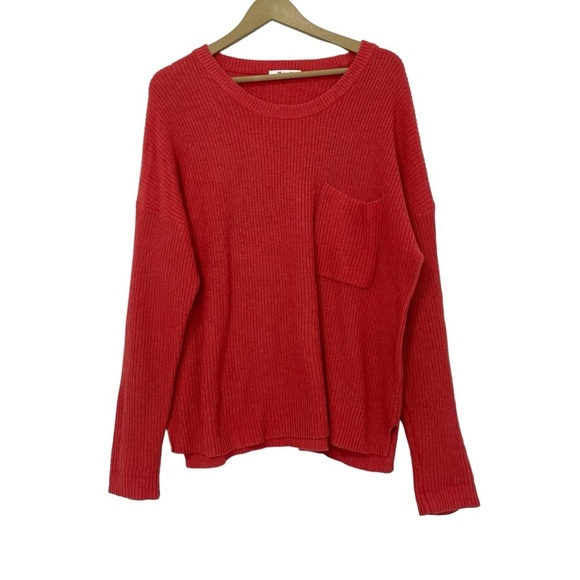Madewell Red Orange One Pocket Pullover Sweater Size XL - Picture 1 of 7